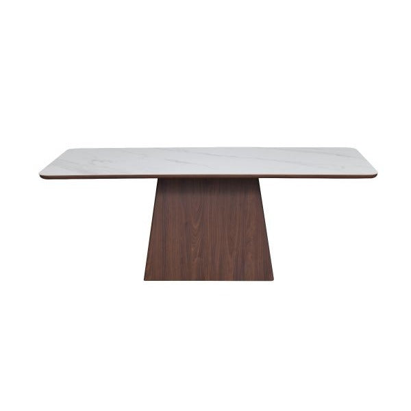 Eden 200cm Dining Table – Walnut & White Sintered Stone
