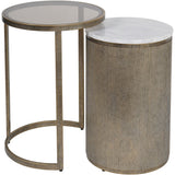 Libra Interiors Belvedere Nesting Side Tables – Aged Gold – Set of 2