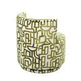 Libra Interiors Elmo Swivel Chair – Ivory Bouclé & Olive Pattern