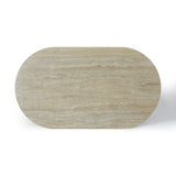 Celine 160cm Oval Dining Table – Ivory & Travertine