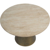 Libra Interiors Clifton II Coffee Table – Antique Brass & Travertine | Small