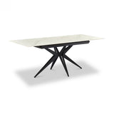 Victoria 160–200cm Extending Dining Table – White & Gold Marble Ceramic