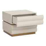 Libra Interiors Subira Bedside Table – Cream Raffia & Gold