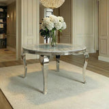 Louis 130cm Round Dining Table – Marble & Chrome Stainless Steel