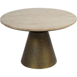 Libra Interiors Clifton II Coffee Table – Antique Brass & Travertine | Small