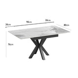 Phoenix 90–150cm Extending Dining Table – Calacatta White Ceramic