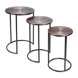 Libra Interiors Tambora Nesting Side Tables – Rustic Copper – Set of 3