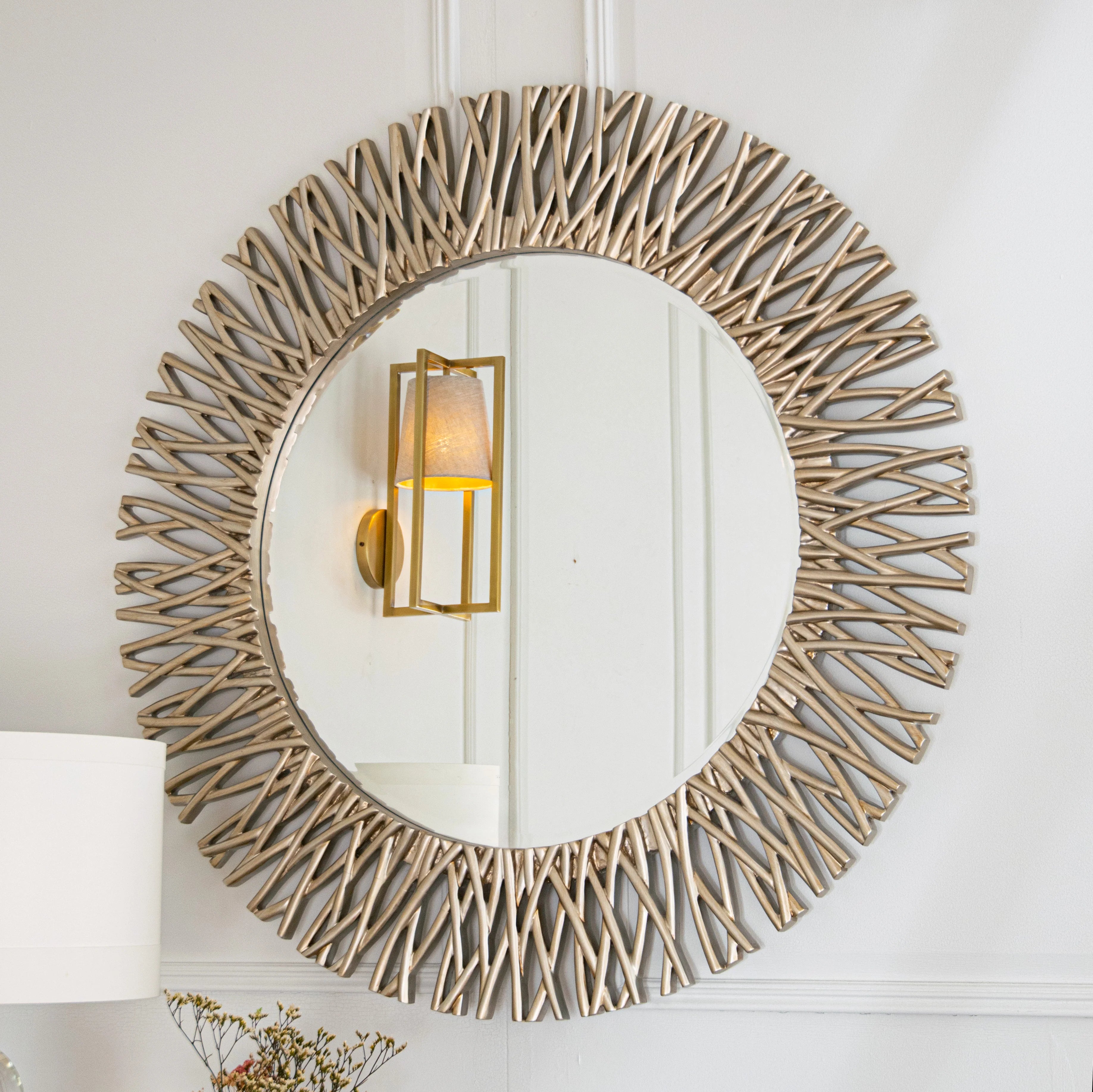 Adel Round Mirror – Champagne Silver