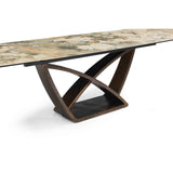 Alessia 200–300cm Extending Dining Table – Matt Ivory & Emerald Vein Italian Ceramic