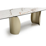 Palazzo Extending Dining Table – Matt White & Earth Vein Italian Ceramic