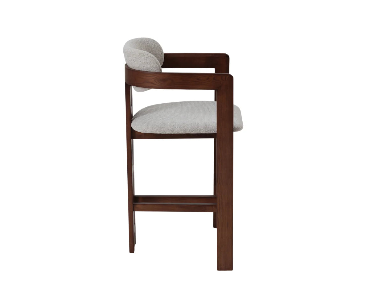 Clara Bar Stool – Walnut & Oatmeal Boucle