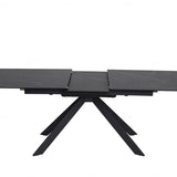 Rossa Ceramic Dining Table – Matt Black Ceramic with White Vein – 180–225cm