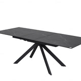 Rossa Ceramic Dining Table – Matt Black Ceramic with White Vein – 180–225cm