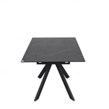 Rossa Ceramic Dining Table – Matt Black Ceramic with White Vein – 180–225cm