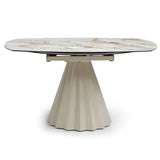 Skye Round Extending Dining Table – Champagne & Sunset Vein Ceramic – 140–190cm