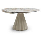 Skye Round Extending Dining Table – Champagne & Sunset Vein Ceramic – 140–190cm