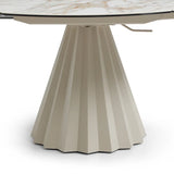 Skye Round Extending Dining Table – Champagne & Sunset Vein Ceramic – 140–190cm