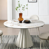 Skye Round Extending Dining Table – Champagne & Sunset Vein Ceramic – 140–190cm