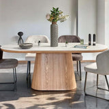 Bianca 200cm Oval Dining Table – Beech & White Ceramic Marble