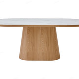 Bianca 200cm Oval Dining Table – Beech & White Ceramic Marble