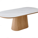 Bianca 200cm Oval Dining Table – Beech & White Ceramic Marble