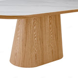 Bianca 200cm Oval Dining Table – Beech & White Ceramic Marble