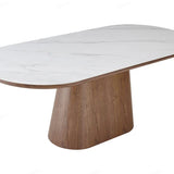 Bianca 200cm Oval Dining Table – Walnut & White Ceramic Marble