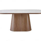 Bianca 200cm Oval Dining Table – Walnut & White Ceramic Marble