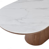 Bianca 200cm Oval Dining Table – Walnut & White Ceramic Marble