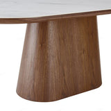 Bianca 200cm Oval Dining Table – Walnut & White Ceramic Marble