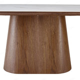 Bianca 200cm Oval Dining Table – Walnut & White Ceramic Marble