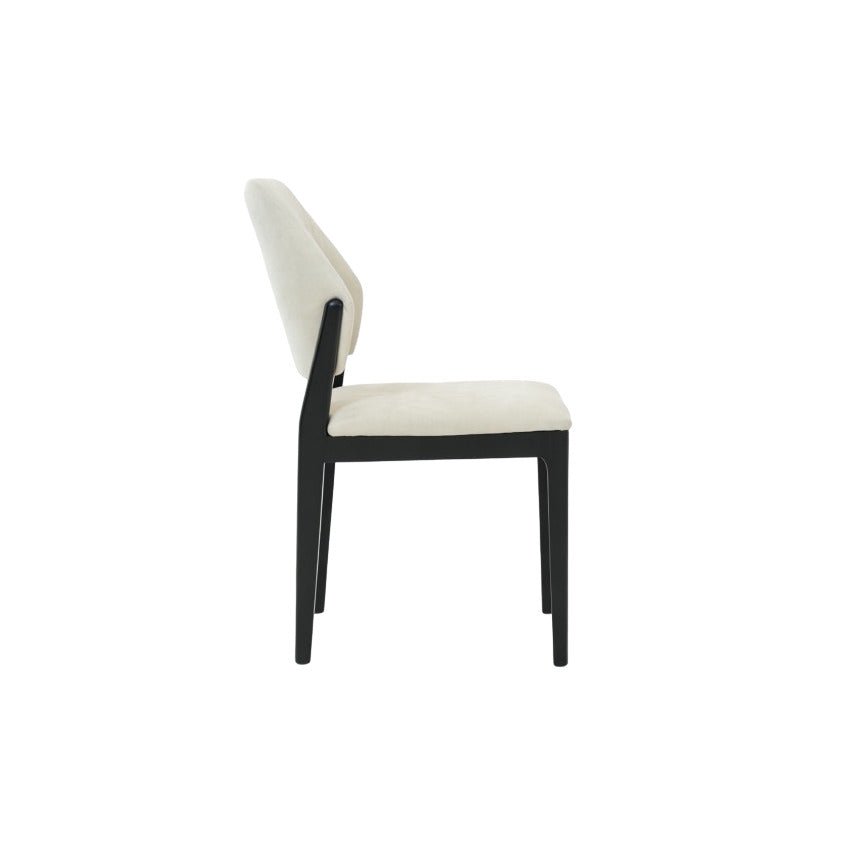 Sorrento Dining Chair – Black Wood & Cream Fabric - Set of 2