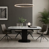 Ritz 120–180cm Swivel Extending Dining Table – White Calacatta Ceramic