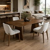 Riva Dining Chair – Walnut & Bouclé – Set of 2