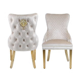 Kensington Dining Chair – Cream Velvet & Gold – Set of 2