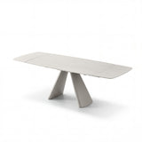 Geneva 160–240cm Extending Dining Table & Mirella Swivel Chair Set – Ivory Travertine & Grey