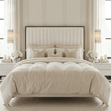 Fairmont Velvet Channelled Bed – Cream with Black Border