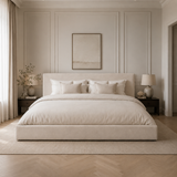 Mila Wide Base Bed – White Clay