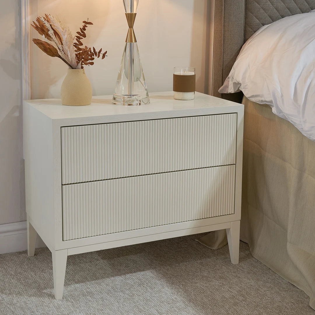 Amur Wide Bedside Table – White