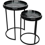 Libra Interiors Monochrome Swirl Side Tray Tables – Set of 2