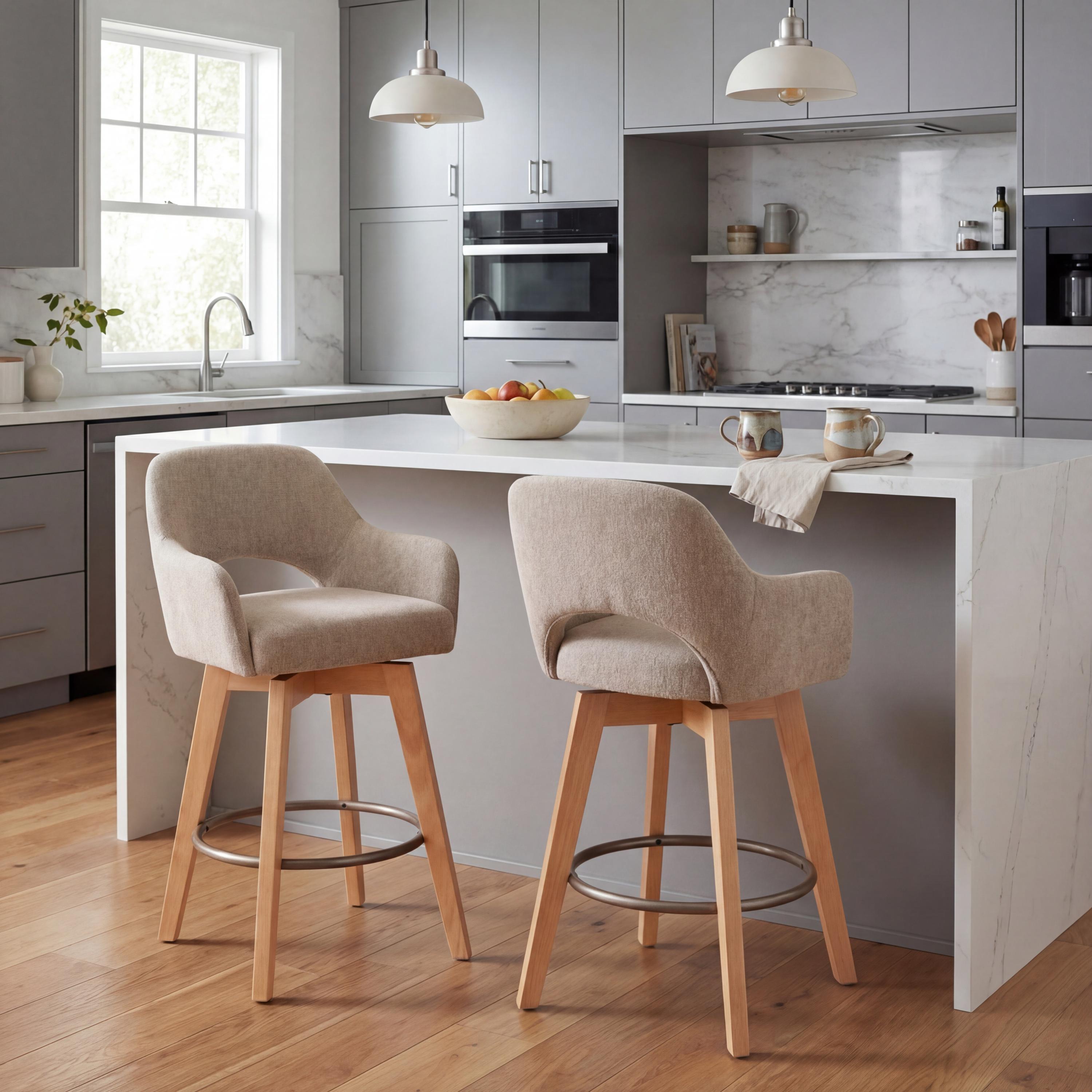 Loren Swivel Bar Stools – Champagne – Set of 2