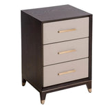 Arnaude 3 Drawer Bedside Table – Ceramic Grey & Chocolate