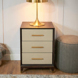 Arnaude 3 Drawer Bedside Table – Ceramic Grey & Chocolate