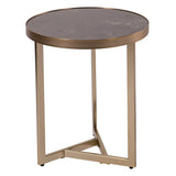 Cullen Side Table – Caviar Marble & Matte Champagne