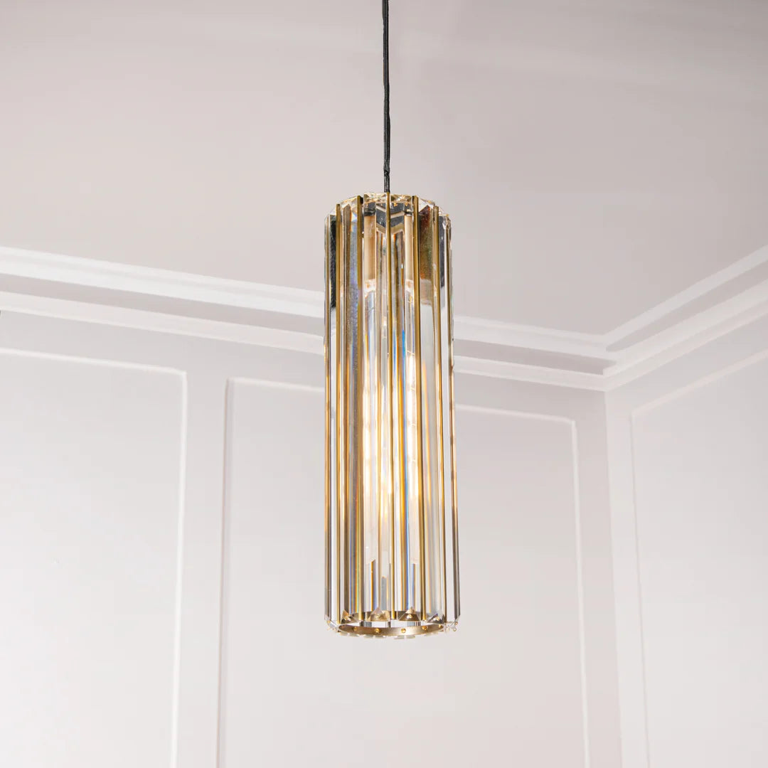 Reagan Pendant Light – Antique Brass & Crystal