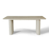 Marlow 180cm Dining Table – Satin Cream & Travertine