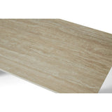 Marlow 180cm Dining Table – Satin Cream & Travertine