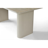 Marlow 180cm Dining Table – Satin Cream & Travertine