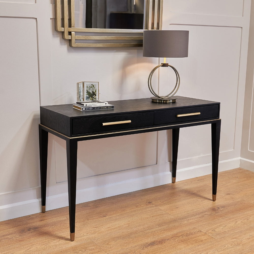 Evan Dressing Table – Black & Brass