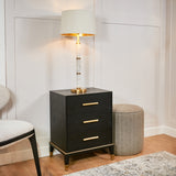 Evan 3 Drawer Bedside Table – Black & Brass